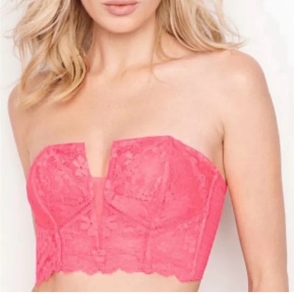 Victoria's Secret Other - Victoria’s Secret Dream Angels Strapless Long Line Bustier Pink Lace Medium NWT